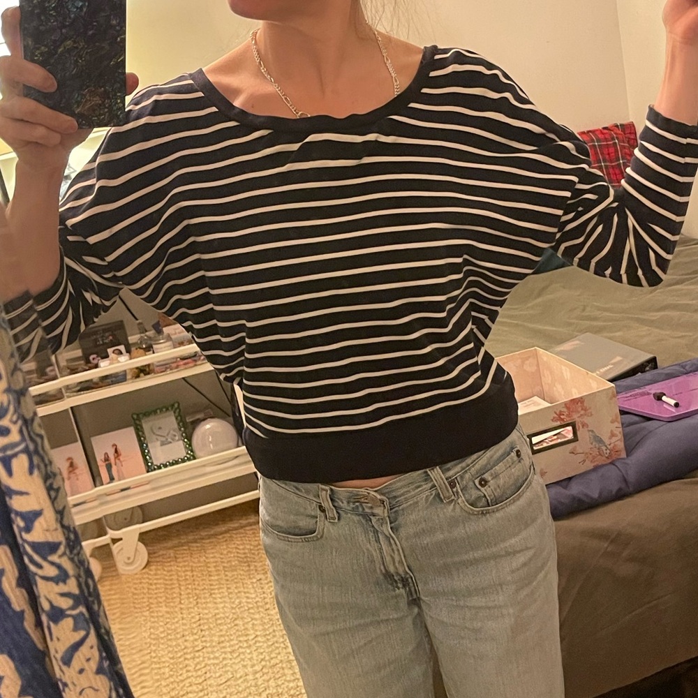Delia’s Crop Long Sleeve Striped Shirt